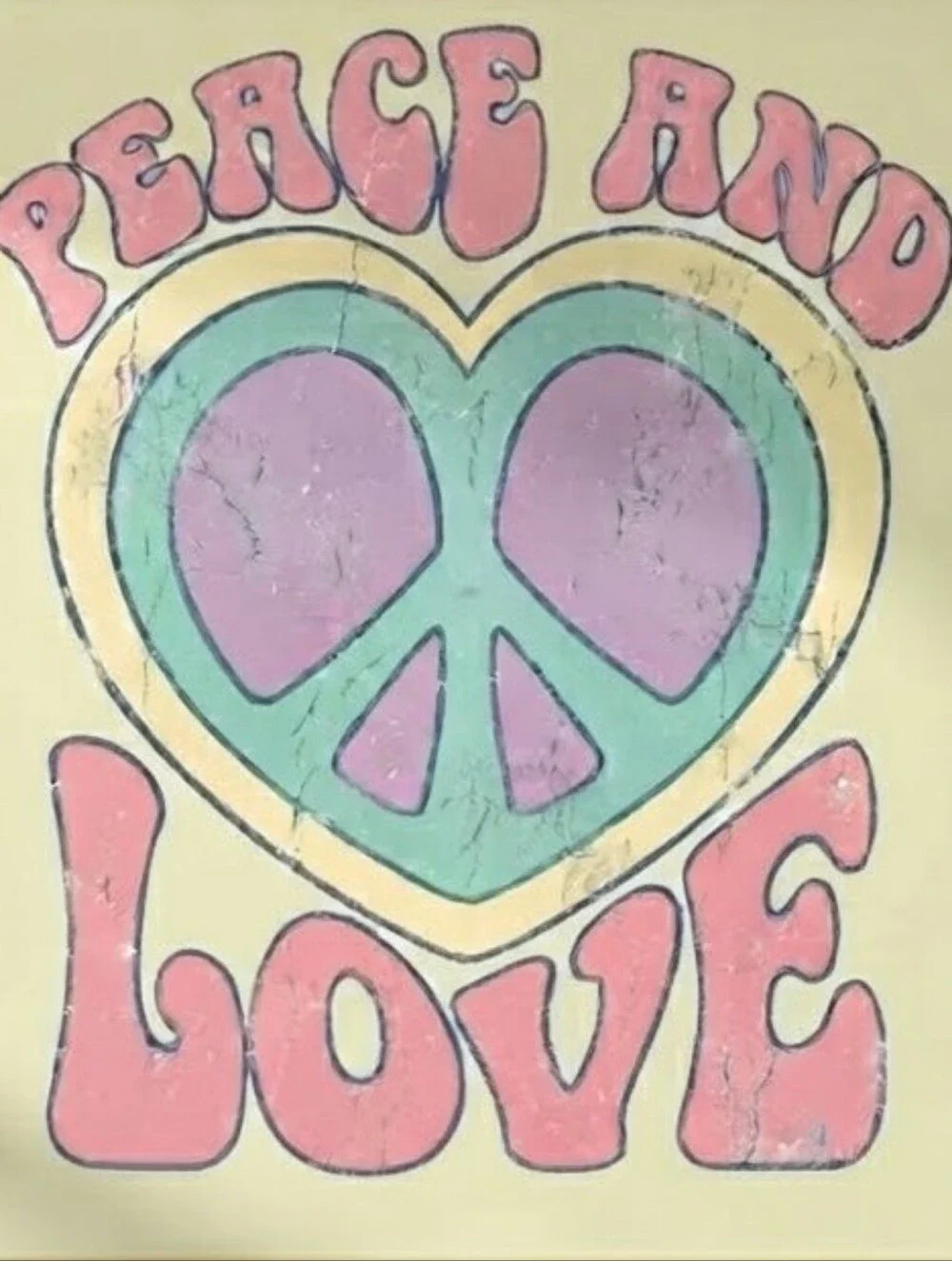 8.5x11 cardstock Print Peace and Love Retro Heart Wall Art - Pink, Purple, Green